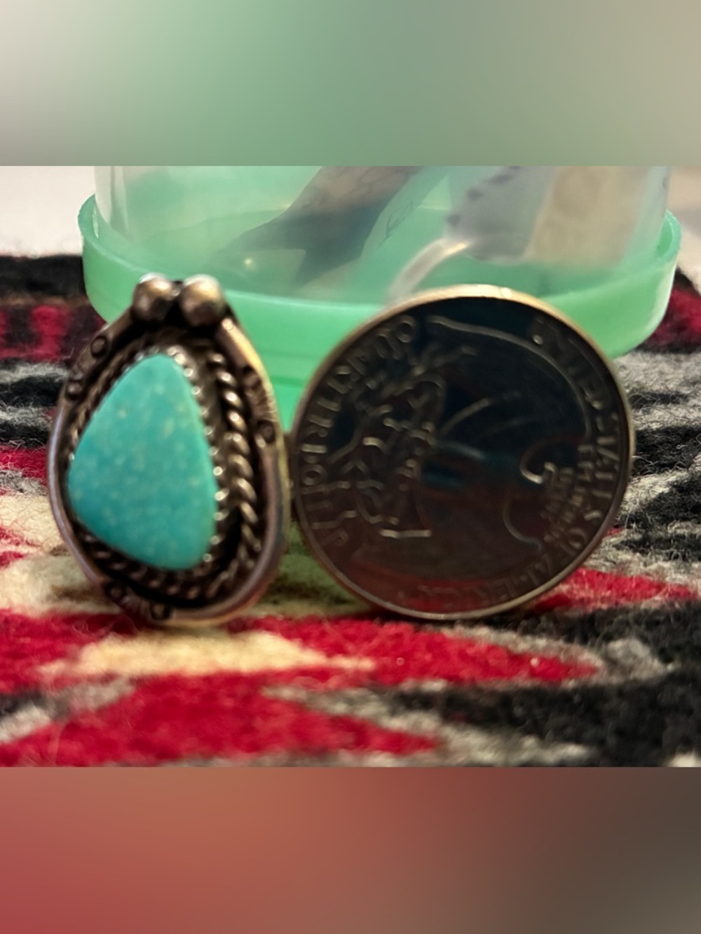 Silver Turquoise Ring from New Mexico - Picture 5 of 6